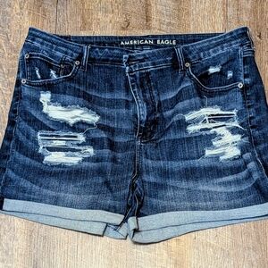 American Eagle Outfitters Distressed Curvy -Midi Shorts